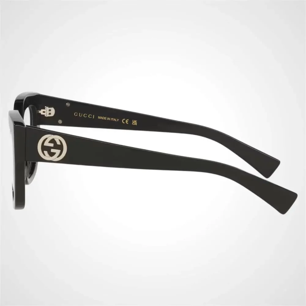 New Gucci Eyeglasses Black Cat Eye Metal GG Logo 53-18-140mm Rx-able Womens